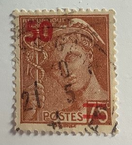 France 1941 Scott 404 used - 50c on 75c,  Mercury