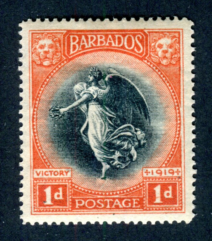 Barbados 1920. Victory. 1d black & vermilion. Mint Hinged. MS CA. SG212.