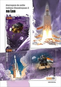 GUINEA BISSAU - 2023 - Chandrayaan on Moon - Perf 3v Sheet - Mint Never Hinged