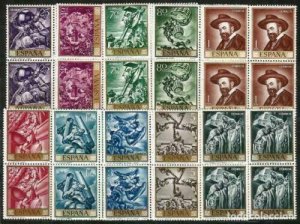 SPAIN 1966 Full Set in Blocks x4  Painting J.M.Sert Sc#1337-1346 MNH Luxe