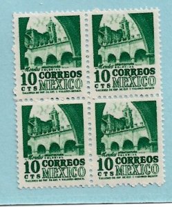 1950 Mexico Sc858 10c Convent, Morelos MNH block of 4