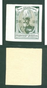 Germany. Wuttenberg 1916. Test/Black Print. Wilhelm II. 25 Year Reign. 1891-1916