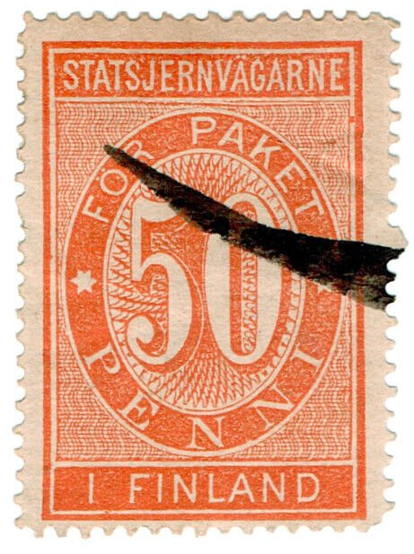 (I.B) Finland Railways : Parcel Stamp 50p (State Railway)