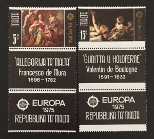 Malta 1975 #495-6 w/labels, Europa, MNH.
