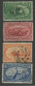 1898 US Stamps #285-288 Used F/VF Faded Cancel Set Catalogue Value $60