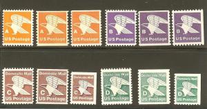 US Scott #1735-36,1743,1818-1820,1946-1948, & 2111-2113 / Set A,B,C,& D MNH