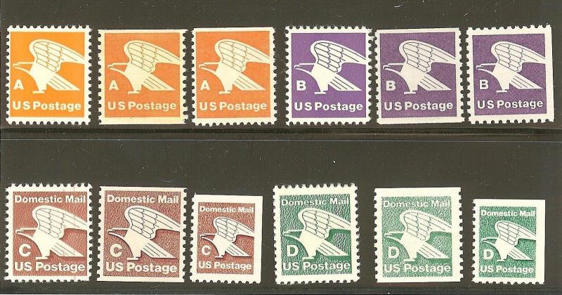 US Scott #1735-36,1743,1818-1820,1946-1948, & 2111-2113 / Set A,B,C,& D MNH 