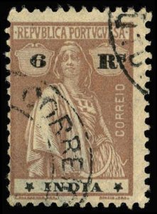 PORTUGUESE INDIA Sc 375Q USED  - 1921 6r - Ceres Perf 12 x 11½ Ordinary paper