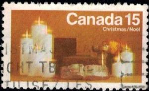 Christmas 1972, Candles & Fruit, Canada stamp SC#609 Used