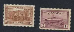 2x Canada MH F/VF Stamps #243-20c Fort Gary & #273-$1.00 Train Ferry GV= $52.50