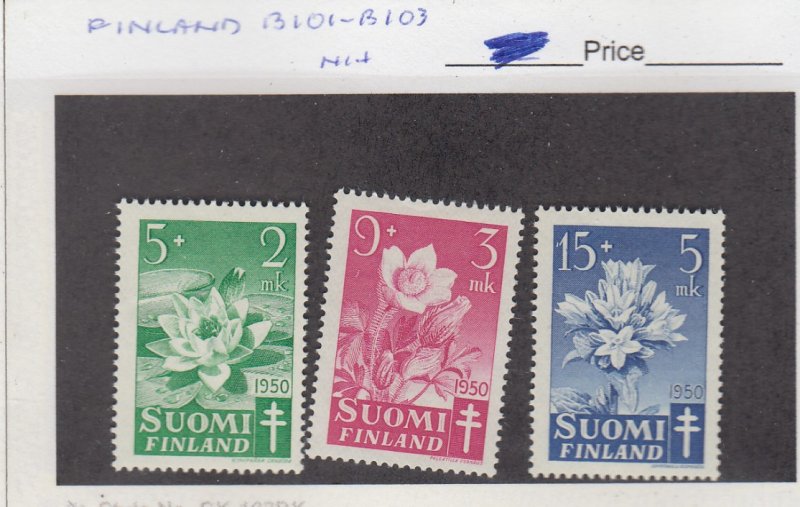 J25880 jlstamps 1950  finland set mnh #b101-3 flowers, all checked