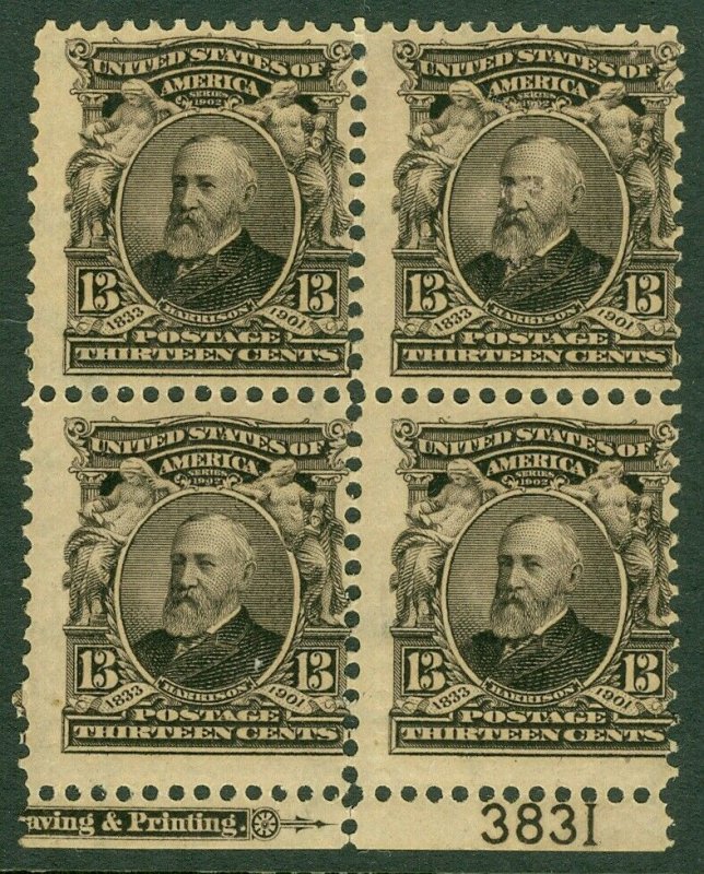 EDW1949SELL : USA 1902 Scott #308 Margin Blk of 4 w/ PL # MNH PO Fresh Cat $400+