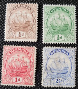 Bermuda, 1910-24, Caravel short set, #40-44, 1/4p-2 1/2p, SCV$21.70