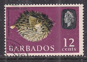 Barbados 1965 QE2 12 cents Coral SG 329 used ( K702 )