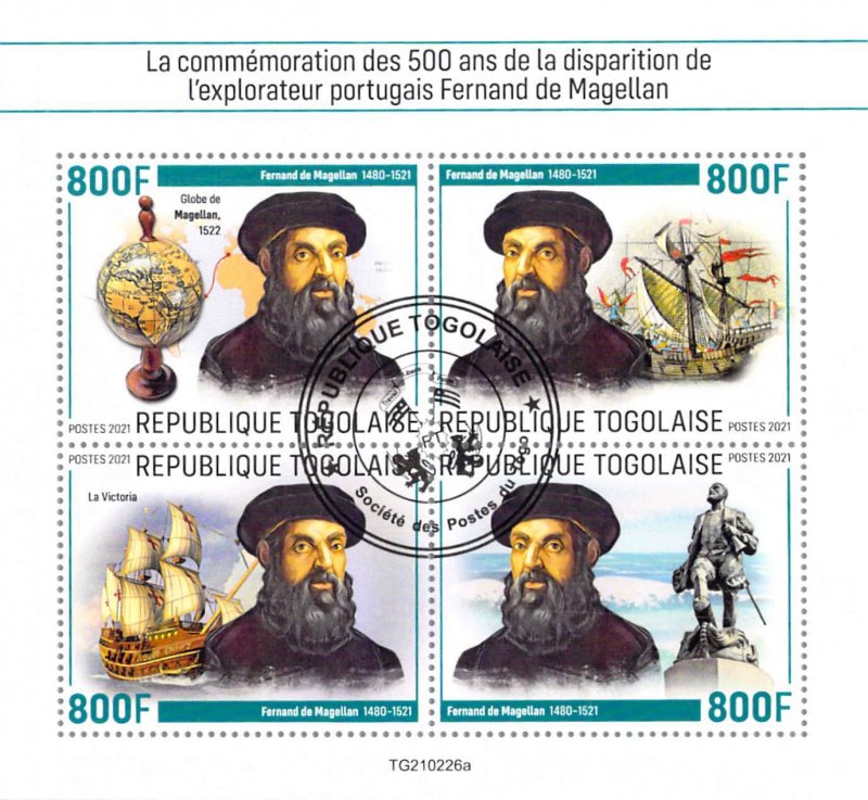 Togo 2021 CTO Sheet  Explorers Magellan  4 values (TS0047)