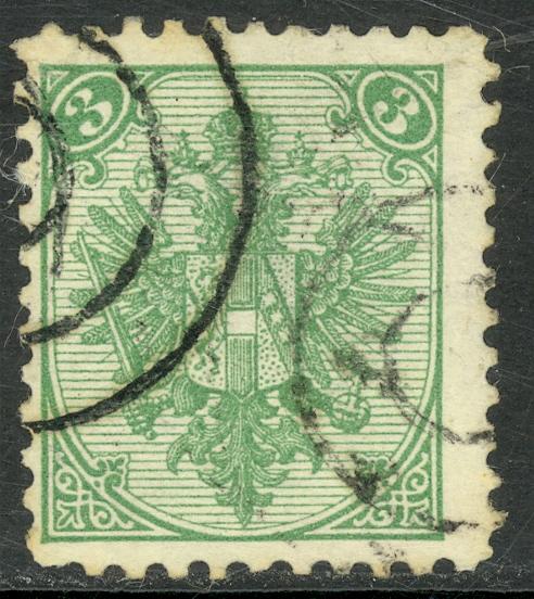 BOSNIA AND HERZEGOVINA 1895-1900 3k Arms P.10 1/2 w VIENNA Concentric Circle Pmk