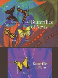 Nevis - 2007 Butterflies of Nevis - 4 Stamp Sheet + Souvenir Sheet #1513-4