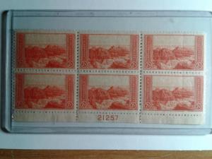 SCOTT # 741 PLATE BLOCK OF 6 GEM MINT NEVER HINGED !! AMAZING !!!