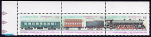 Chile 1984 Sc#666 State Railways Centenary/Locomotives  Strip (3) MNH VF