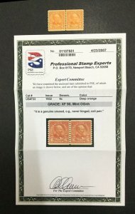 MOMEN: US STAMPS #723 COIL PAIR MINT OG NH **PSE GRADED 90** SMQ $75 LOT #34165