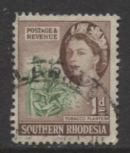 Southern Rhodesia- Scott 82 - QEII Definitives - 1953 - Used - Single 1d Stamp