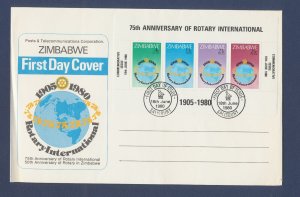 ZIMBABWE - Scott 432a - large FDC - Rotary International