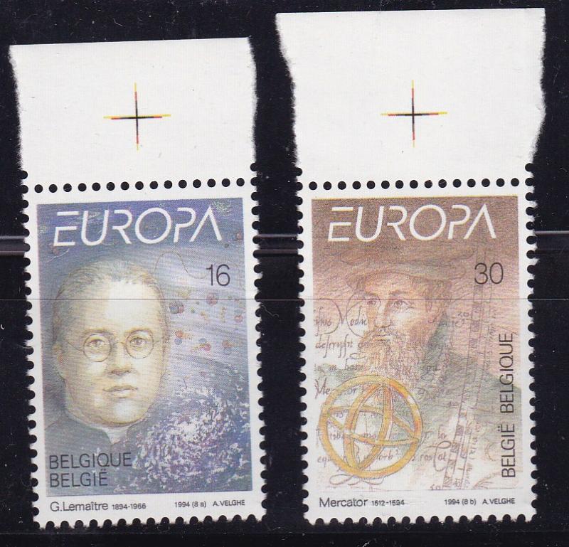 Belgium 1994 Europa Issue (2) Mercator & Lemaitre Scientists  VF/NH