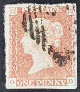 Great Britain, Scott #3, VF used, paper adhesion, 2 vert creases, possible thin