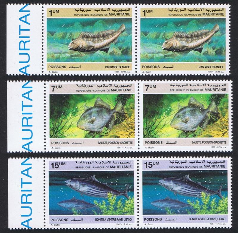 Mauritania Fish 3v in pairs with Left Margin SG#896-898 SC#631-633