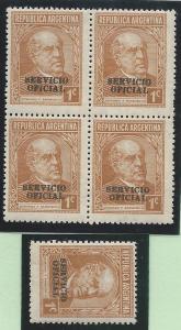 Argentina #O41, MNH, Official, Servico Oficial ovpt, Bl...