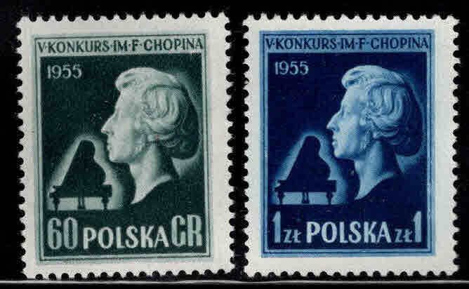 Poland Scott  645-646 MH* Chopin short  set 2/3