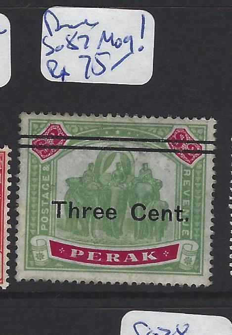 MALAYA  PERAK   (PP2507B)   3C/$2.00 ELEPHANT SG 87  INCREDIBLE WITH GUM  MOG