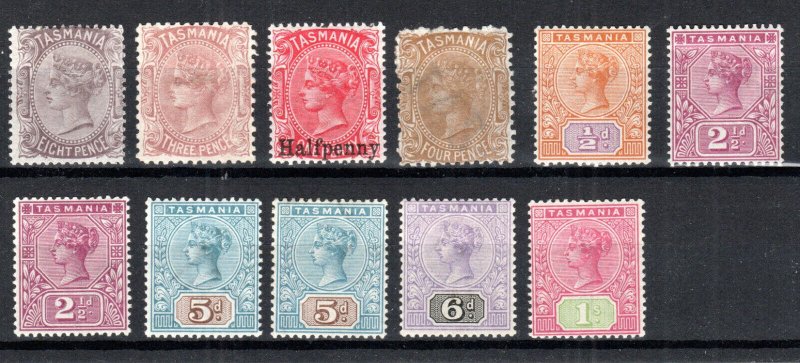 Australia - Tasmania 1878 - 99 QV values between SG 158 and 221 MLH/MH