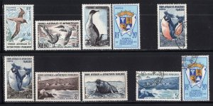 FSAT TAAF Antarctica 1956-1959 Group of 10 Stamps Mint-Used CV$100