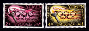 Yemen - Scott #98v, 99v - MH - Free Yemen overprints