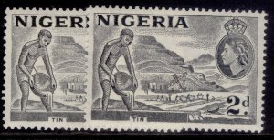 NIGERIA QEII SG72d + 72e, 2d TYPES A + B, NH MINT. Cat £17.