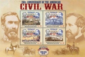 Tuvalu - 2011 American Civil War 150th Anniversary Stamp Sheet of 4  - MNH #3