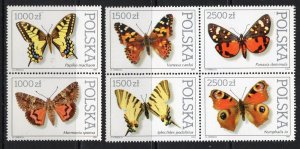 Thematic stamps POLAND 1991 BUTTERFLYS 3369/74 set of 6 mint