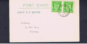 JERSEY PAIR 1/2d BRIGHT GREEN ON FDC