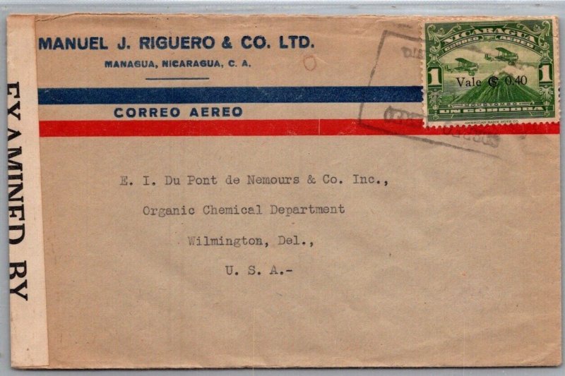 SCHALLSTAMPS NICARAGUA 1940-45 POSTAL HISTORY WWII CENSORED AIRMAIL COVER ADDR