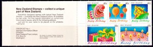 New Zealand 1991 Greeting Stamps - Happy Birthday Mint MNH Booklet SC 1032a