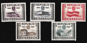 Austria 1955 Liberation set complete Scott 599-603 (5) VF/NH Pristine set