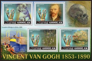 Stamps. Vincent Van Gogh 1+1 sheets  perforated 2023 year Laos