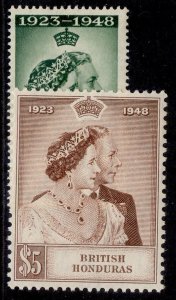 BRITISH HONDURAS GVI SG164-165, 1949 ROYAL SILVER WEDDING set, NH MINT. Cat £30.