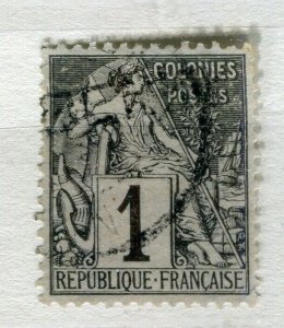 FRENCH COLONIES; Classic 1880s perf issue fine used 1c. value