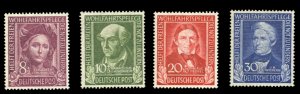 Germany #B310-313 Cat$82.50, 1949 Welfare, set of four, never hinged