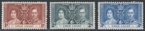 Gold Coast 1937 Coronation Omnibus Issue Scott # 112 - 114 MH