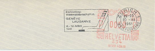 Postmark cut Switzerland 1961 Ice Hockey - World Championships