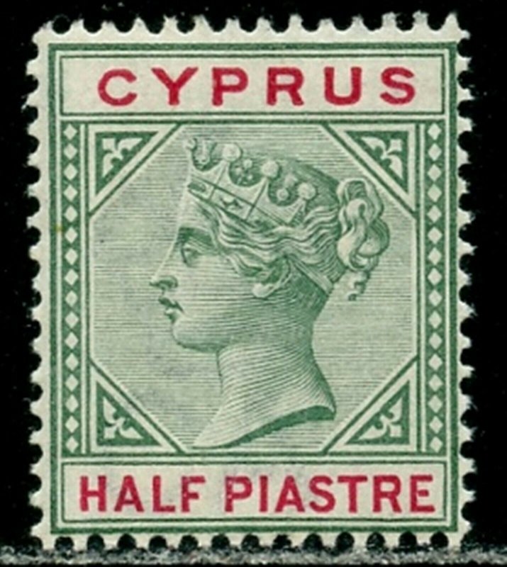 CYPRUS Sc#28 1894 ½pi green & carmine rose OG Mint VLH 