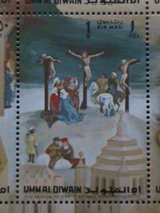 UMM AL QIWAIN -AIRMAIL STAMP THE PASSION OF CHRIST BY HANS MEMLING-MNH SHEET